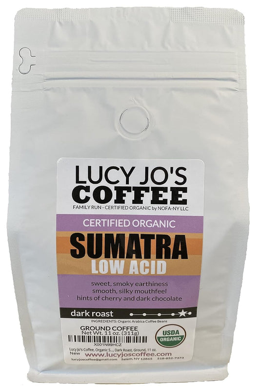Lucy Jo'S Coffee, Organic Sumatra, Low Acid, Dark Roast, Ground, 11 Oz