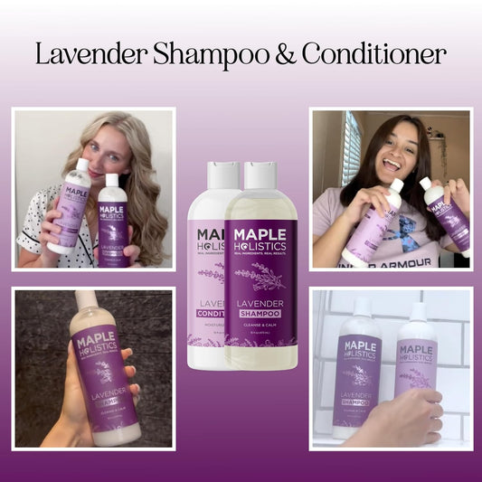 Aromatherapy Lavender Shampoo And Conditioner Set - Paraben And Sulfate Free Shampoo And Conditioner For Women With Chamomile Panthenol Jojoba Oil Plus Cleansing And Calming Lavender Essential Oil