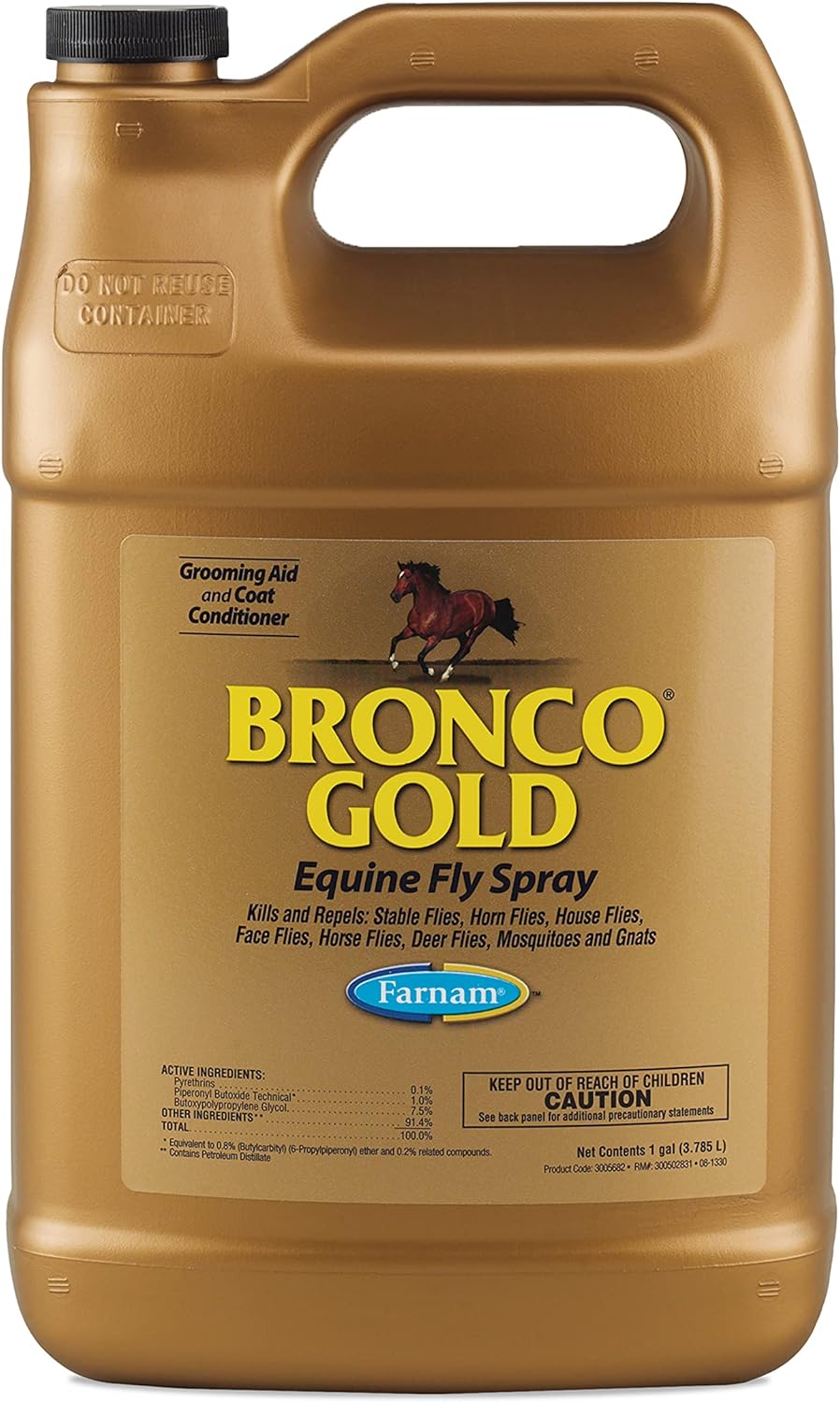 Farnam Bronco Gold Horse Fly Spray, Grooming Aid, Coat Conditioner 128 Ounces, Gallon Refill