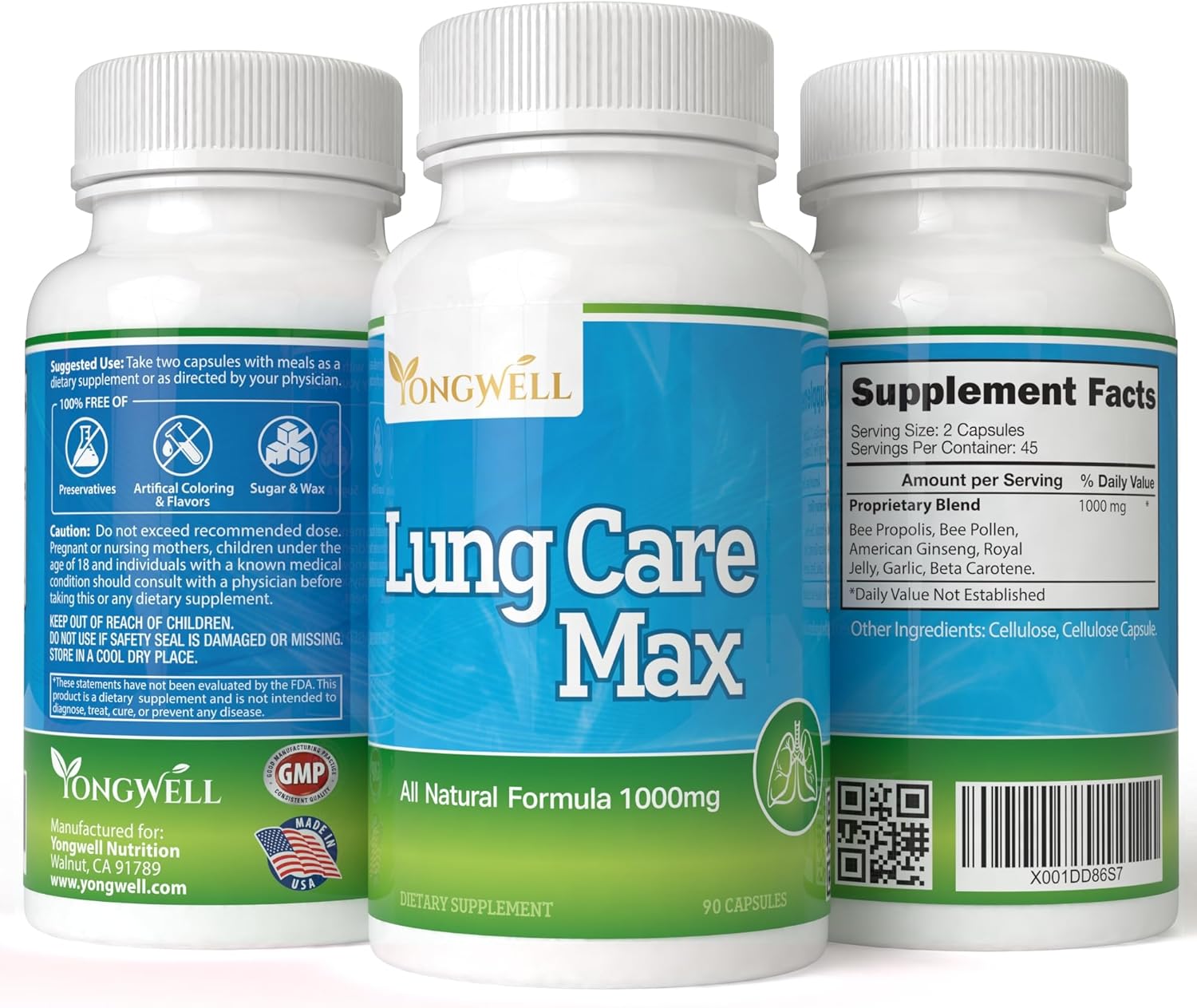 Vitavita Lung Care Max, Special Antioxidant Formula With American Ginseng, Bee Propolis, And Royal Jelly (90 Capsules) : Health & Household