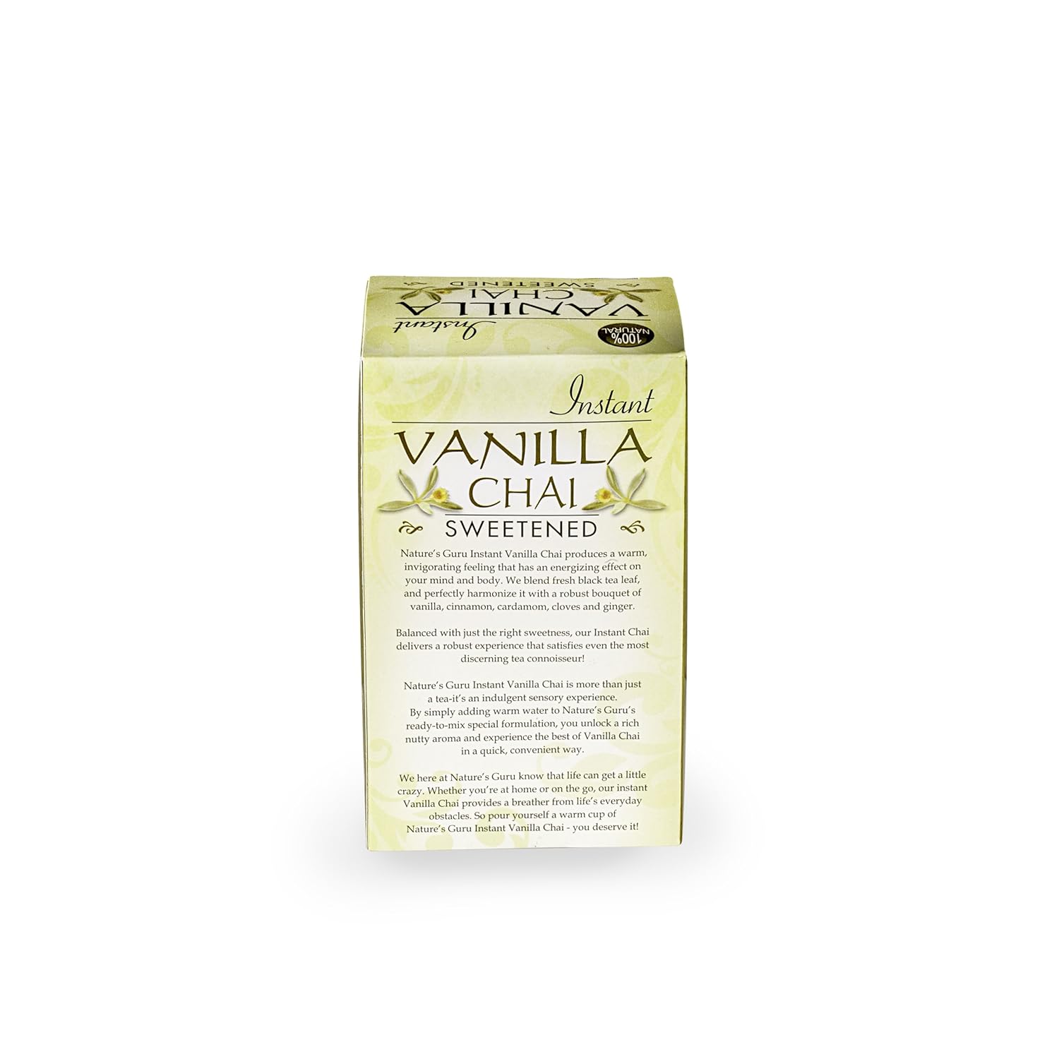 Nature'S Guru Instant Vanilla Chai Tea Drink Mix Sweetened, 10 Count (Pack Of 1) Single Serve On-The-Go Drink Packets