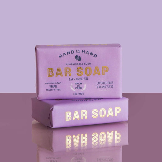 Hand In Hand Bar Soap, Nourishing Cleanser For All Skin Types, Organic Shea And Cocoa Butters, 5 Ounce, Lavender Buds & Ylang Ylang, Lavender Scent, Single