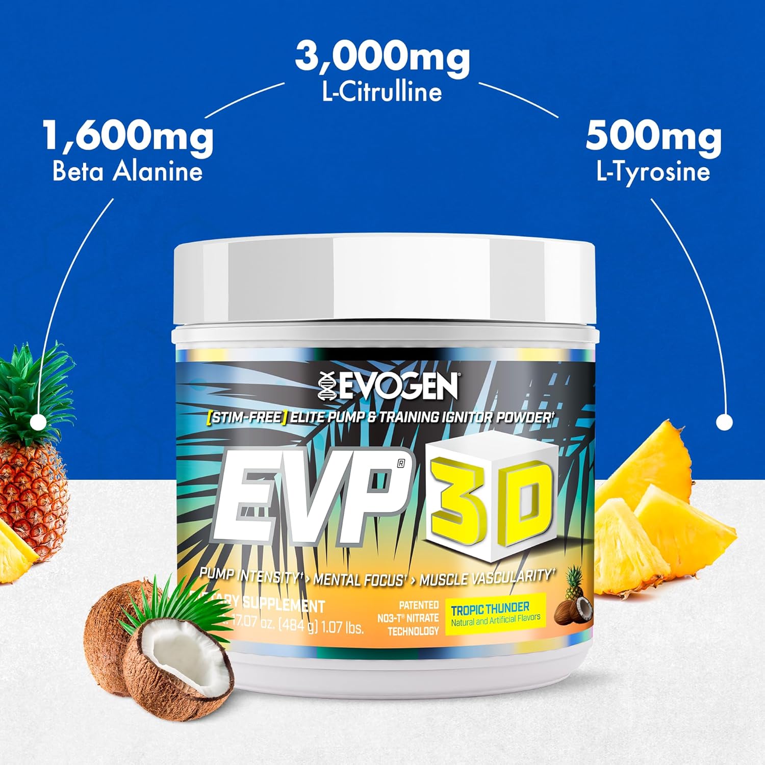 Evogen Evp 3D - Stim Free Pre Workout Powder For Men & Women | Sugar Free Non Stim Preworkout With Beta Alanine And Creatine For Energy & Pump | Tropic Thunder | 40 Servings : Health & Household