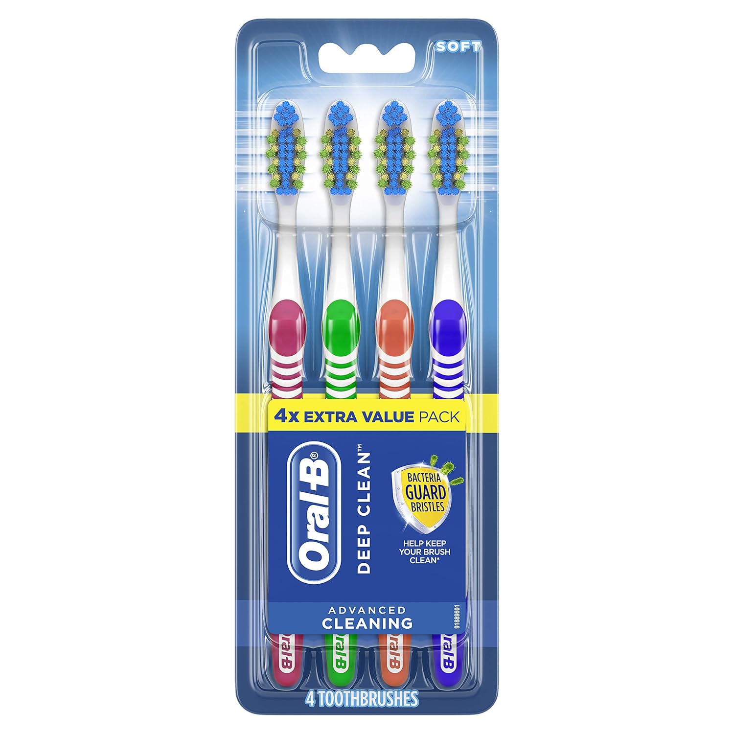 Oral-B Bacteria Blast Manual Toothbrush, Soft, 4 Count