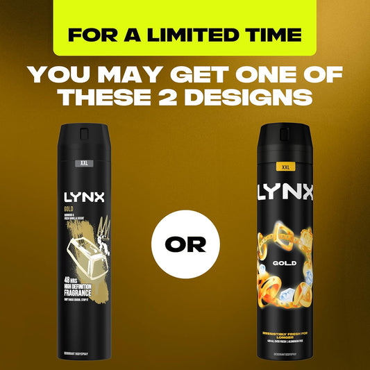 Lynx Gold Aerosol Body Spray Men'S Deodorant Spray With A Dark Vanilla & Oud Scent For 48 Hours Of Odour Busting, High Defnition Fragrance 250 Ml
