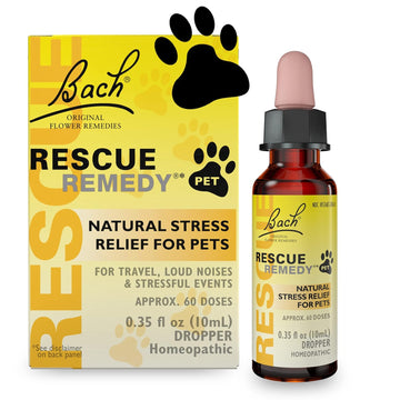 Bach Rescue Remedy Pet Dropper 10Ml, Natural Stress Relief, Calming For Dogs, Cats, & Other Pets, Homeopathic Flower Essence, Thunder, Fireworks, Travel, Separation, Sedative-Free