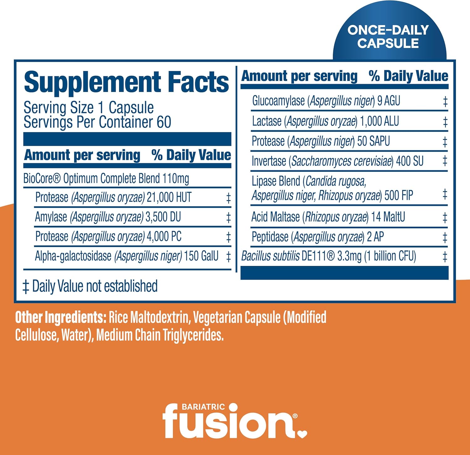 Bariatric Fusion Digestive Support: Digestive Enzymes With Probiotics | Vegan Supplement | Probiotics For Digestive Health And Gut Health Support | Gluten, Dairy & Gmo Free | 60 Capsules : Health & Household