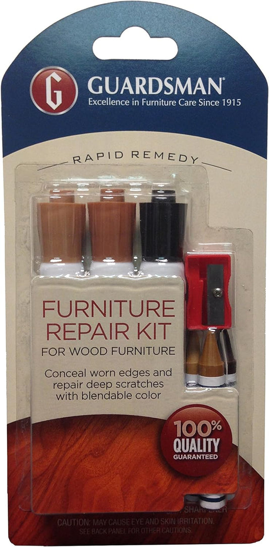 Guardsman Wood Furniture Markers and Wax Wood Filler Sticks | Furniture Scratch Repair Kit for Wood Floors, Cabinets, Chairs, and Furnishings, 3 Colors, Brown Tones