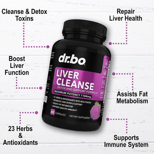 Liver Cleanse Detox Support Supplement - Complete Health Repair Pills with Artichoke, Berberine, Turmeric Herbs - Aid Gallbladder Care Formula Capsules & Natural Milk Thistle Dandelion Supplements