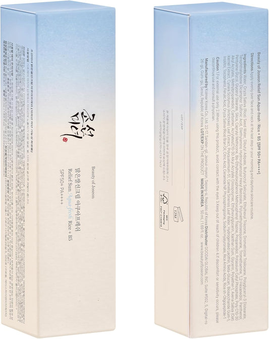 Beauty Of Joseon Relief Sun Aqua-Fresh Spf 50+ Pa++++, Lightweight Hydrating Sunscreen For Oily Sensitive Skin Fast Absorbing No White Cast Daily Uv Protection, Korean Skincare 50Ml