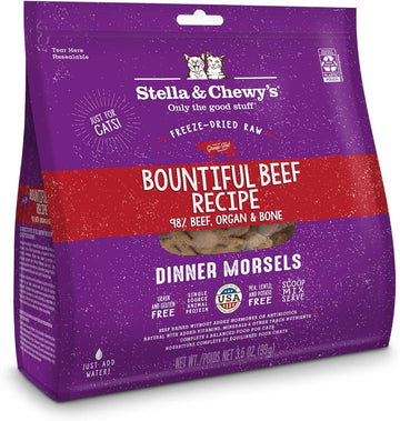 Stella & Chewy'S Freeze-Dried Raw Cat Dinner Morsels – Grain Free, Protein Rich Cat & Kitten Food – Bountiful Beef Recipe – 3.5 Oz Bag