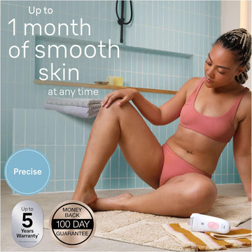 Braun Silk-Épil 5 Epilator For Easy Hair Removal, Braun Epilator For Women, Wet & Dry, Lasting Smooth Skin, With Lady Shaver, Trimmer Comb & Exfoliation Brush Heads, 5-060, White/Flamingo