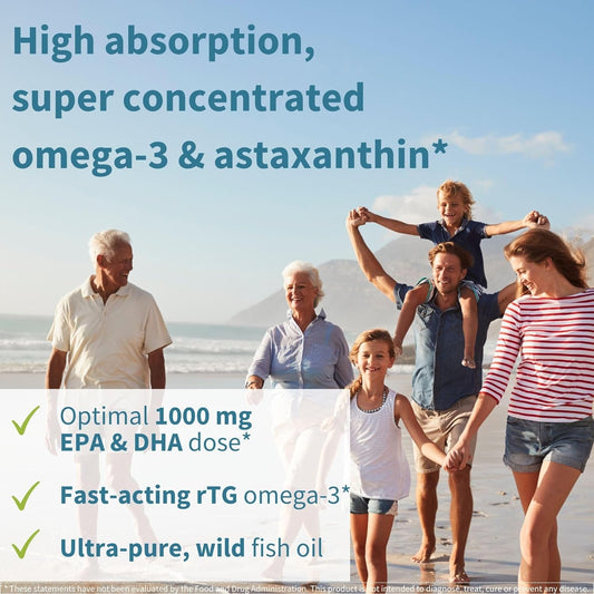 Super Concentrated Triglyceride Omega 3 Wild Fish Oil Rtg, Epa Dha 1000Mg, Clean Label, Ultra Pure, Free From Environmental Toxins, Non-Gmo, Astaxanthin 1Mg, Lemon Flavor, 180 Softgels By Igennus