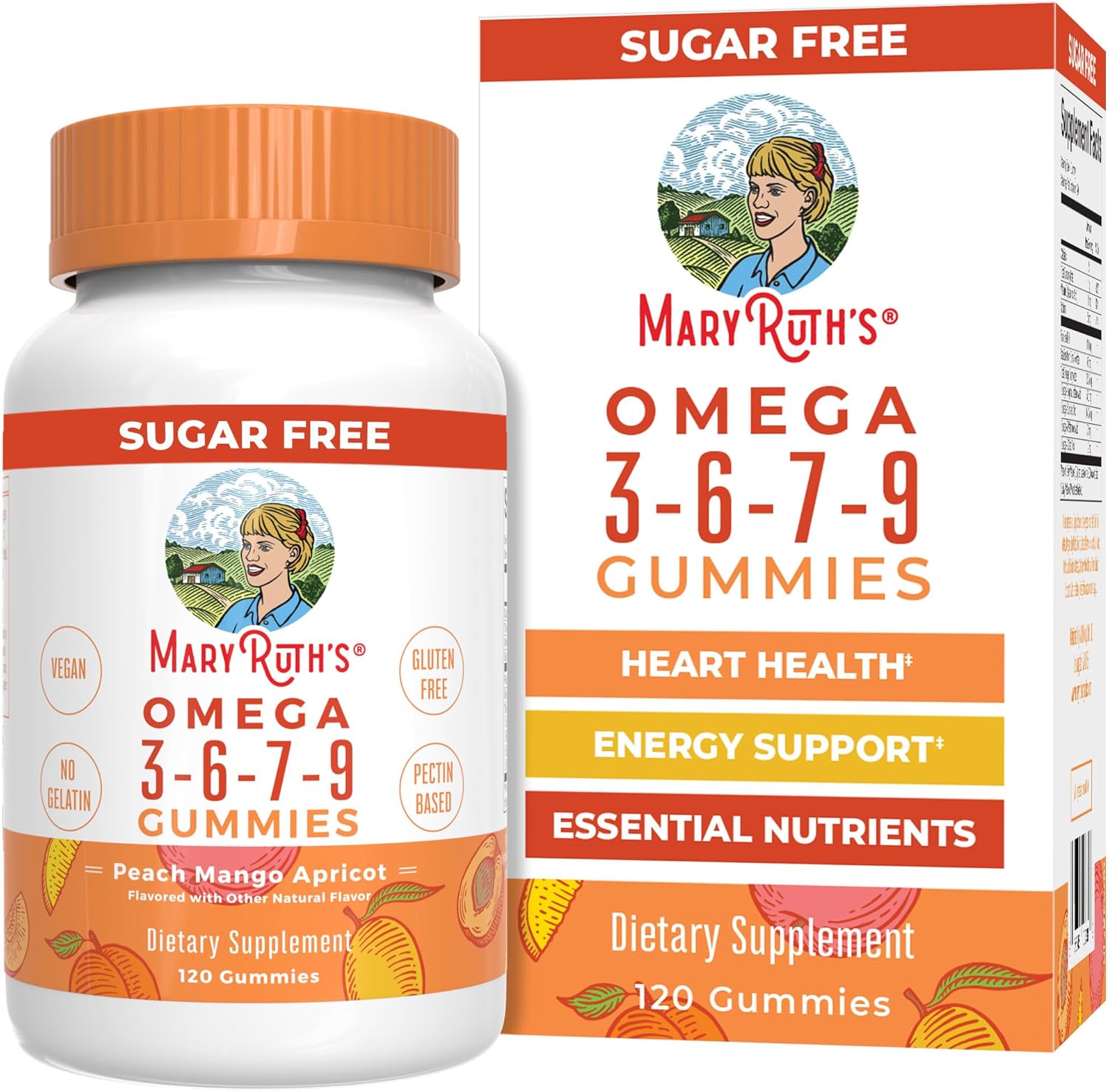 Maryruth Organics Vegan Omega 3 6 7 9 Gummies | Up To 4 Month Supply | Omega 3 Supplement With Flaxseed Oil | Omega 3 Gummies | No Fish Taste | Non-Gmo | 120 Count
