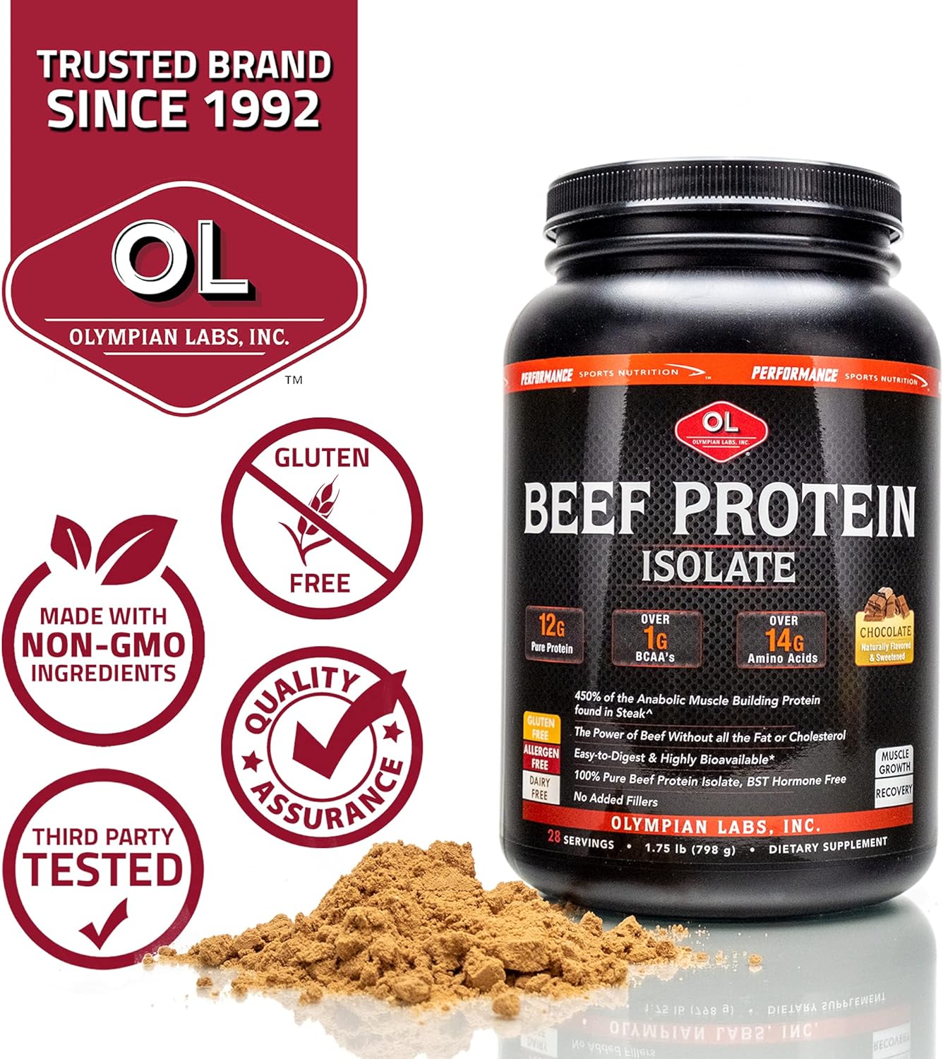 Olympian Labs Beef Protein Isolate, 24g Protein, BST Free, Macro-Micro