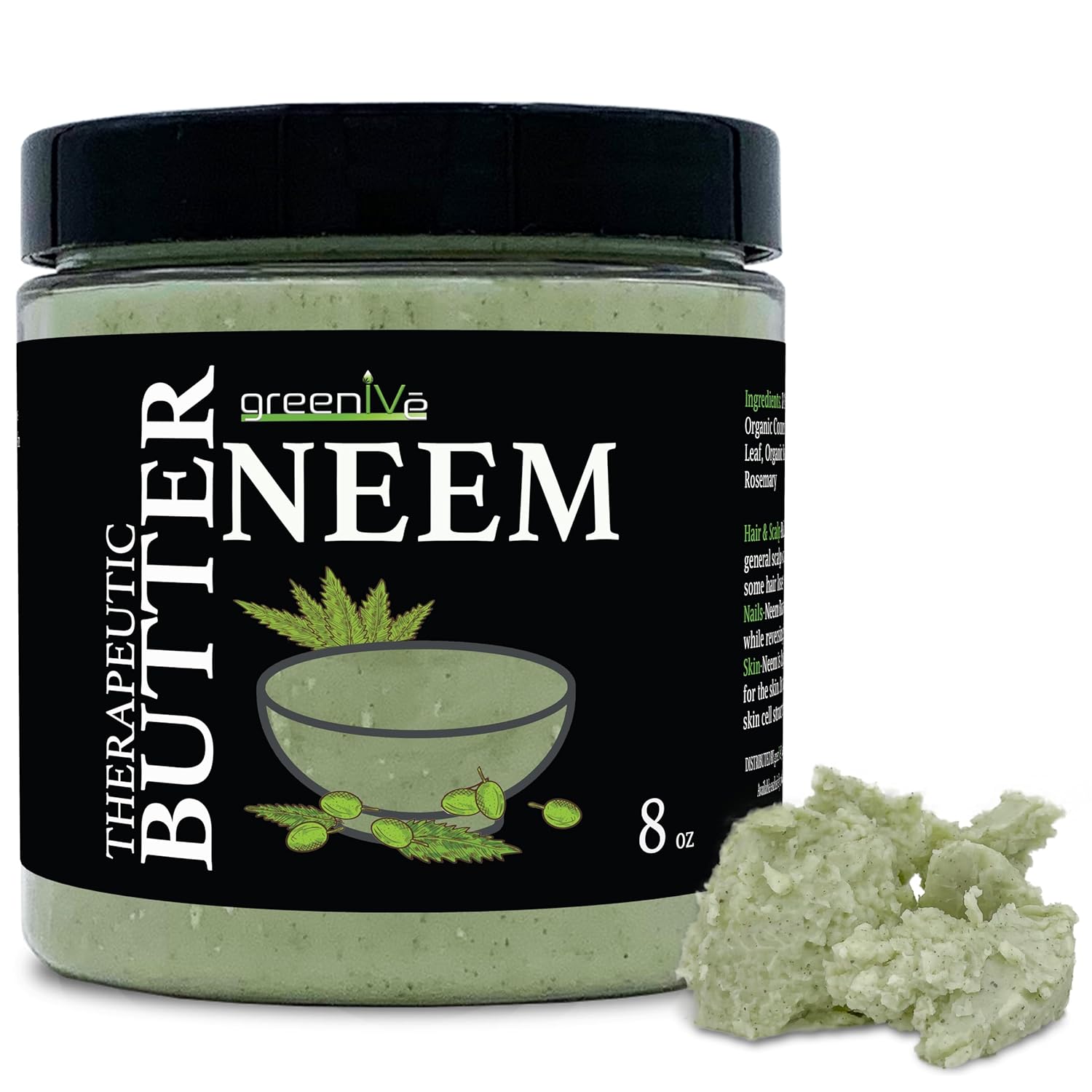 Greenive - Neem Butter - Body Butter - All Natural - Soothing - Moisturizing - Exclusively On Amazon (8 Ounce)
