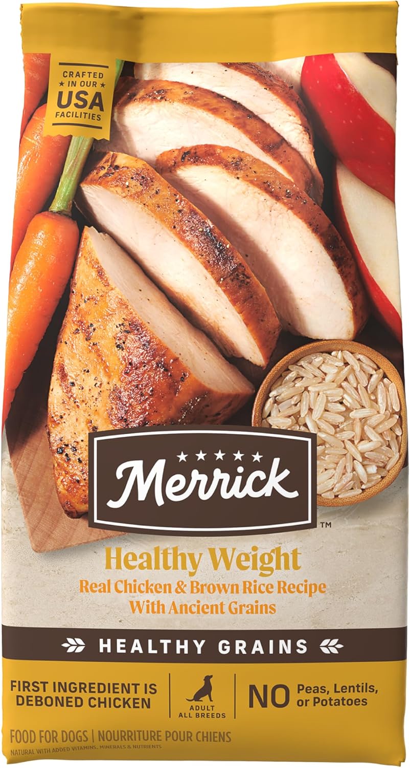 Merrick Healthy Grains Premium Adult Dry Dog Food, Wholesome And Natural Kibble, Healthy Weight Recipe - 25.0 Lb. Bag