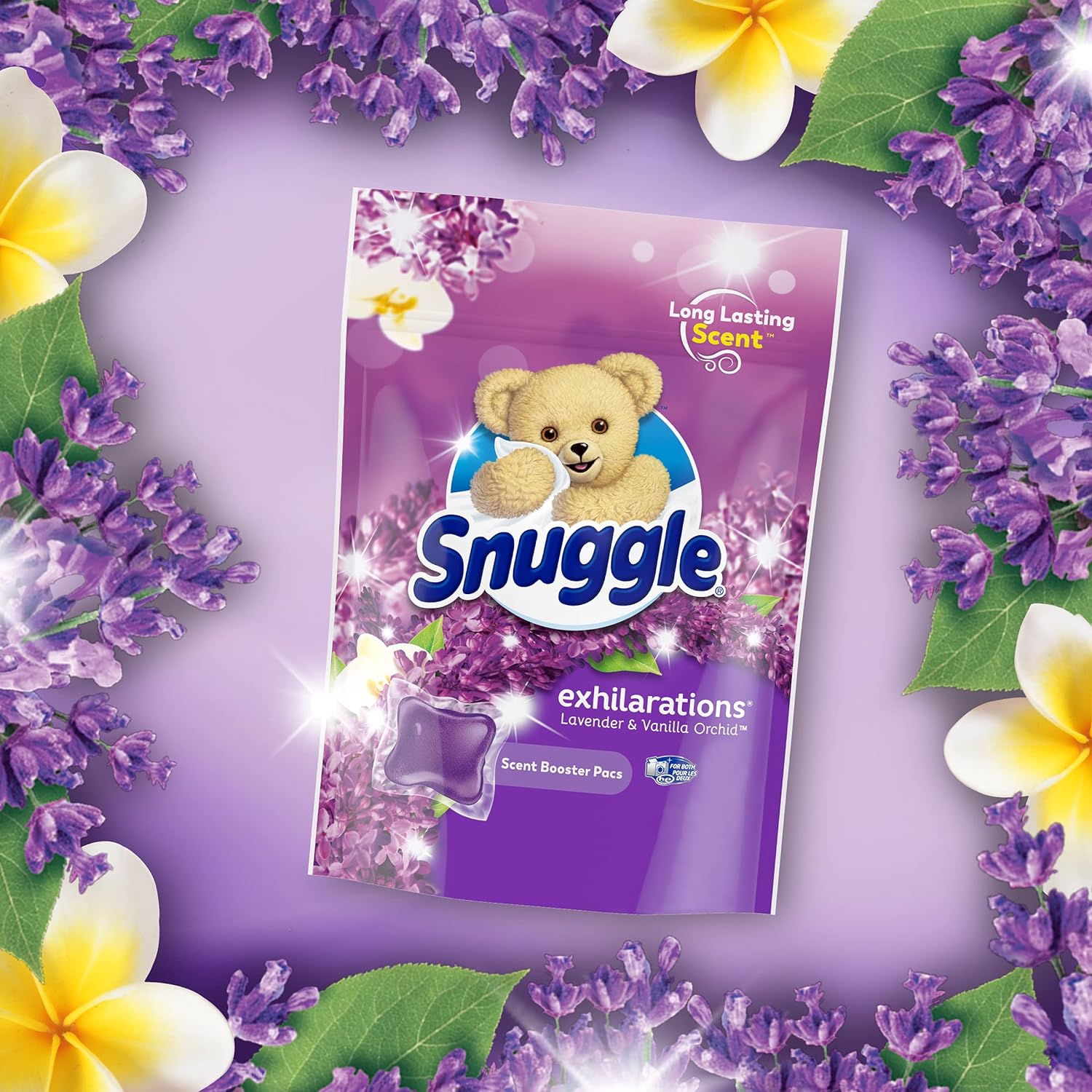 Snuggle Exhilarations in Wash Laundry Scent Booster Pacs, Lavender & Vanilla Orchid, 56 Count : Health & Household