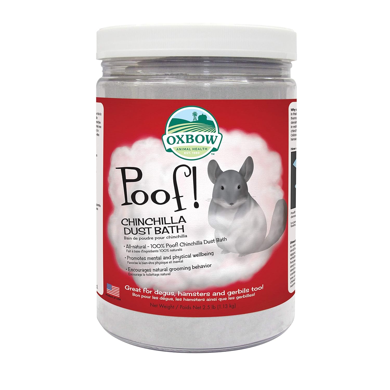 Oxbow Animal Health Poof! Chinchilla Dust Bath, 2.5 Pound Jar