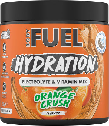 Bodyfuel Hydration Electrolyte & Vitamin Powder - Natural Energy & Reduces Tiredness & Optimise Hydration (210G - 30 Servings)(Orange Crush)