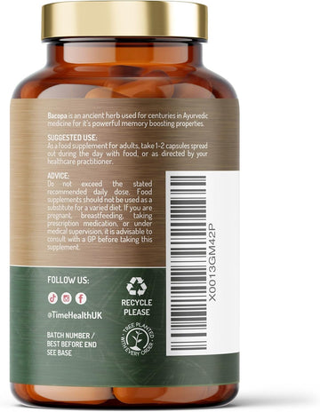 Bacopa Monnieri High Strength 50% Bacosides - Zero Additives - Pullulan (120 Capsule Bottle)