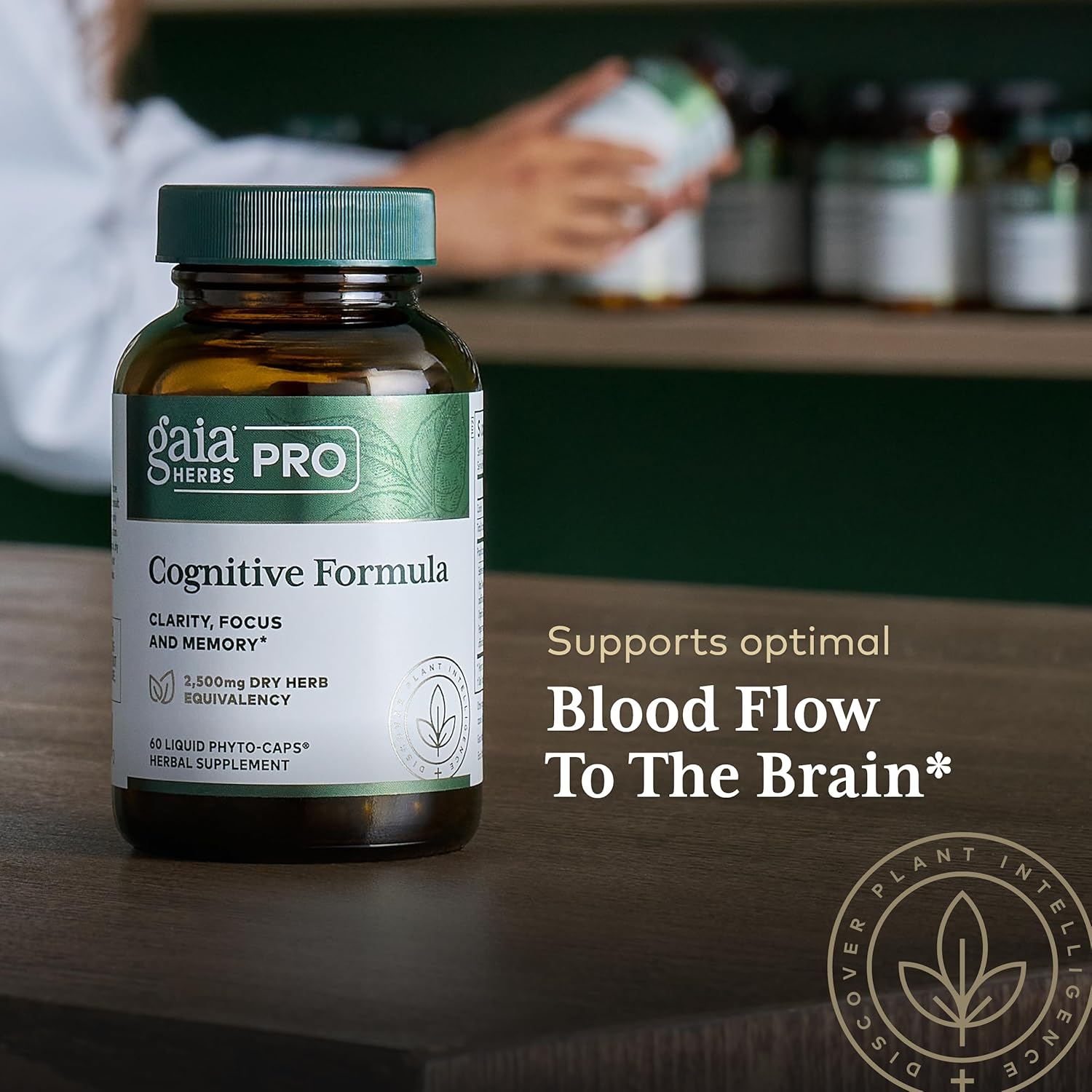 Gaia Herbs Pro Cognitive Formula - Brain Boost & Blood Flow Supplement - Provides Antioxidant Support - With Rosemary, Peppermint & Gotu Kola - 60 Vegan Liquid Phyto-Capsules (30 Servings) : Health & Household