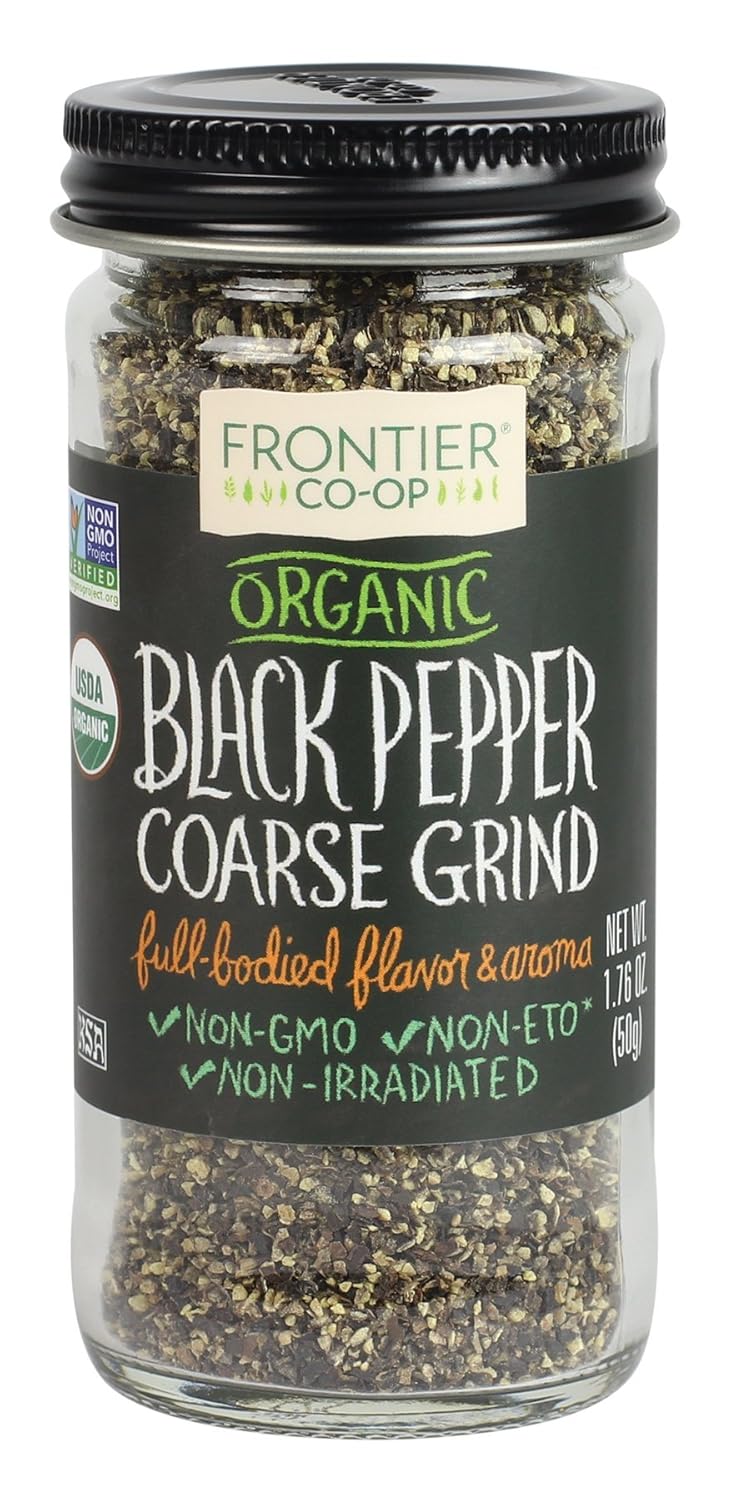 Frontier Natural Products Pepper, Og, Black, Coarse Grind, 1.76-Ounce