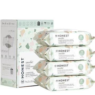 The Honest Company Clean Conscious Unscented Wipes | Over 99% Water, Compostable, Plant-Based, Baby Wipes | Hypoallergenic For Sensitive Skin, Ewg Verified | Geo Mood, 288 Count