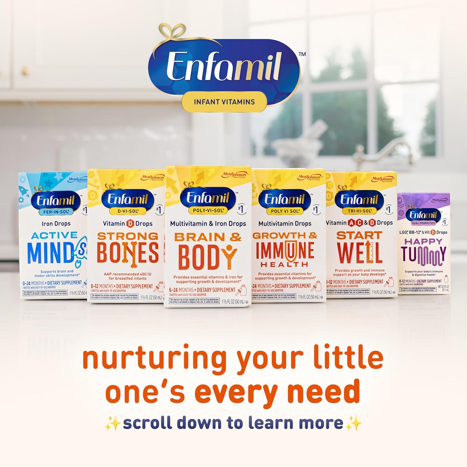 Enfamil Tri-Vi-Sol Infant Multivitamin Drops, Supports Growth & Immune Health for Babies, 50mL Bottle? : Health & Household