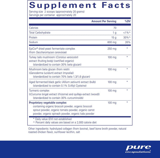 Pure Encapsulations Puredefense Collagen W/Bone Broth | Savory Bone Broth And Hydrolyzed Collagen Powder With Mushroom, Aged Garlic, And Enhanced Bioavailability Curcumin Extracts | 14.1 Ounces