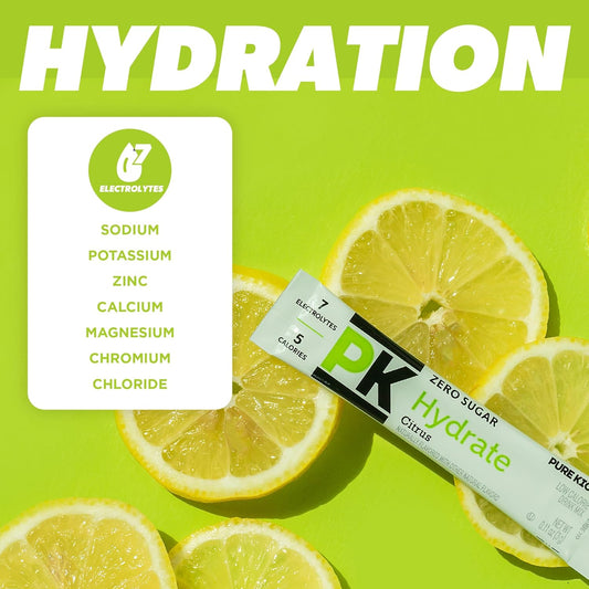 Pure Kick Hydration Singles To Go Drink Mix, Citrus, Includes 12 Boxes With 6 Packets In Each Box, 72 Total Packets