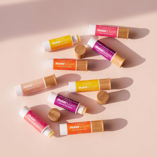 Raw Sugar Lip Love Bundle - Lip Balm Made With Safflower Seed Oil, Beeswax, Shea Butter & Coconut Oil To Restore Dry, Chapped Lips, Clean Ingredients (Pack Of 5)