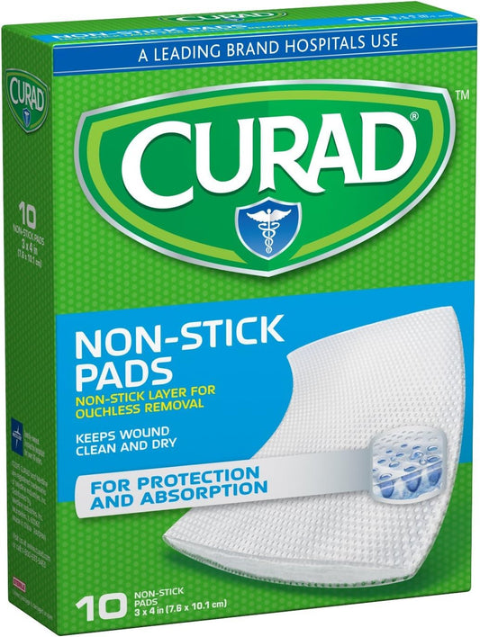 Curad Medium Non-Stick Pads, 10 Count, Pack of 3 : Health & Household