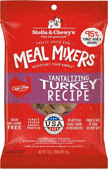 Stella & Chewy'S Freeze Dried Raw Tantalizing Turkey Meal Mixer – Dog Food Topper For Small & Large Breeds – Grain Free, Protein Rich Recipe – 1 Oz Bag
