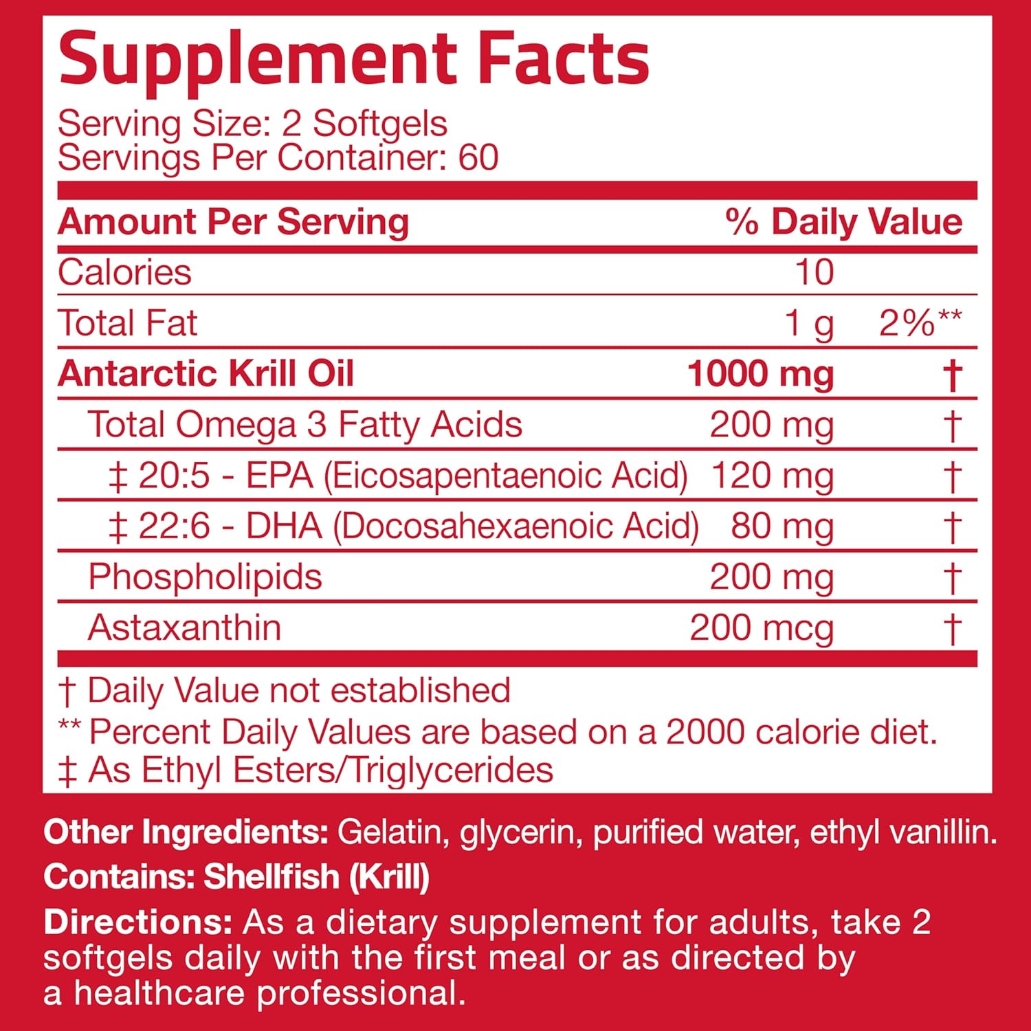 Bronson Antarctic Krill Oil 1000 mg with Omega-3s EPA, DHA, Astaxanthin and Phospholipids 120 Softgels : Health & Household