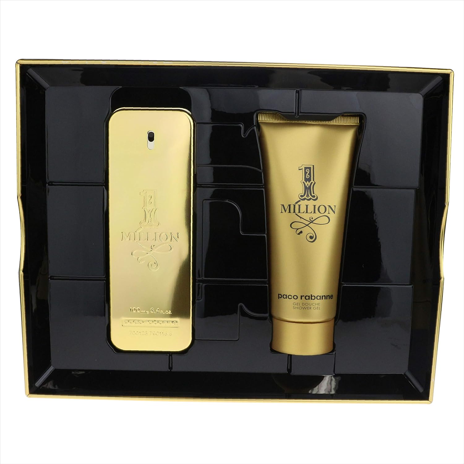 Paco Rabanne Rabanne One Million For Men 2 Piece Set Tin Box (3.4 Oz Eau De Toilette Spray + 3.4 Oz Shower Gel), Multi Color