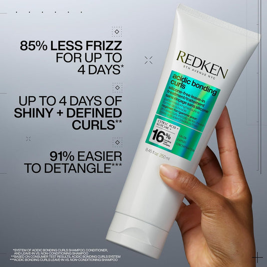 Redken Acidic Bonding Curls Leave-In Treatment | For Curly & Coily Hair | Heat Protectant, Detangles & Conditions | Silicone-Free | Repairs & Defines Curls | For Damaged Hair