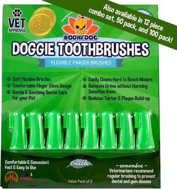 Bodhi Dog Finger Toothbrush For Dogs & Cats | Puppy Toothbrush With Soft & Flexible Silicone Bristles For Pet Dental Care | Easy Teeth Cleaning Dog Finger Toothbrush, 8 Count