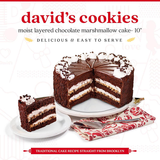 David'S Cookies Marshmallow Cake - 10" - Birthday Cake For Delivery Fresh Bakery Dessert Layered Cake For Delivery - Pre-Sliced For Easy Sharing - Moist Layered Chocolate Cake - Great Gift Idea