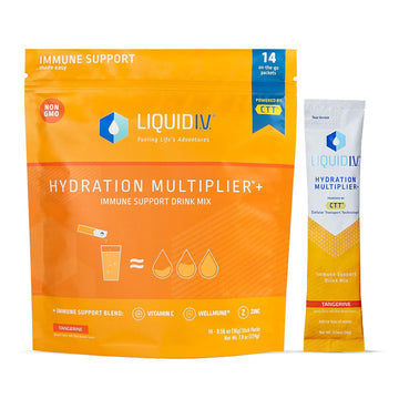 Liquid I.V.? Hydration Multiplier? +Immune Support - Tangerine - Hydration Powder Packets | Electrolyte Powder Drink Mix | Convenient Single-Serving Sticks | Non-GMO |1 Pack (14 Servings)