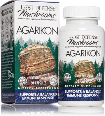 Host Defense, Agarikon Capsules, Balanced Immune Support, Mushroom Supplement, 60 Capsules, Unavored