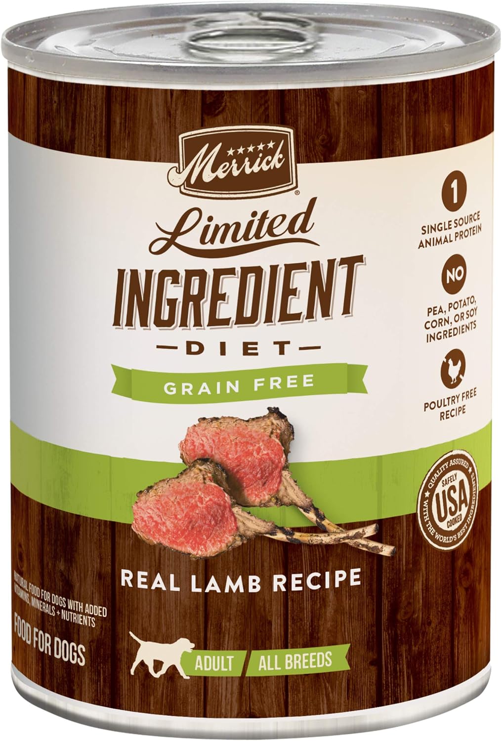 Merrick Limited Ingredient Diet Premium Grain Free Wet Dog Food, Healthy And Natural Canned Dog Food With Lamb - (Pack Of 12) 12.7 Oz. Cans