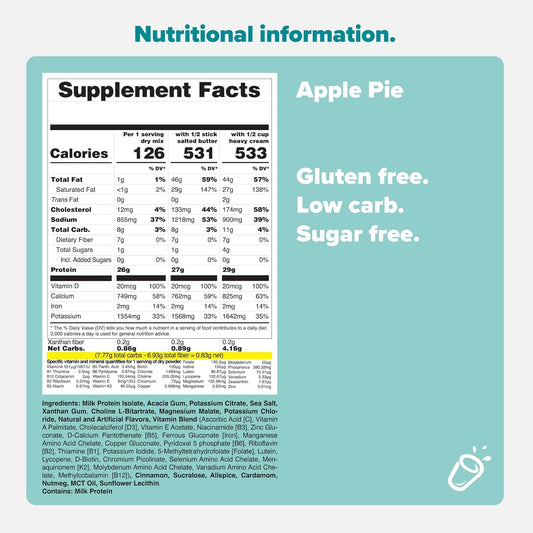 Keto Chow Apple Pie | Keto Meal Replacement Shake Powder | Nutritionally Complete | Low Carb | Delicious Easy Meal Substitute | Protein Rich You Choose The Fat | Single Meal Sample