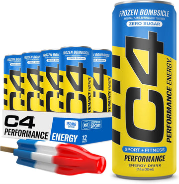 C4 Energy Drink 12Oz (Pack Of 12) - Frozen Bombsicle - Sugar Free Pre Workout Performance Drink With No Artificial Colors Or Dyes