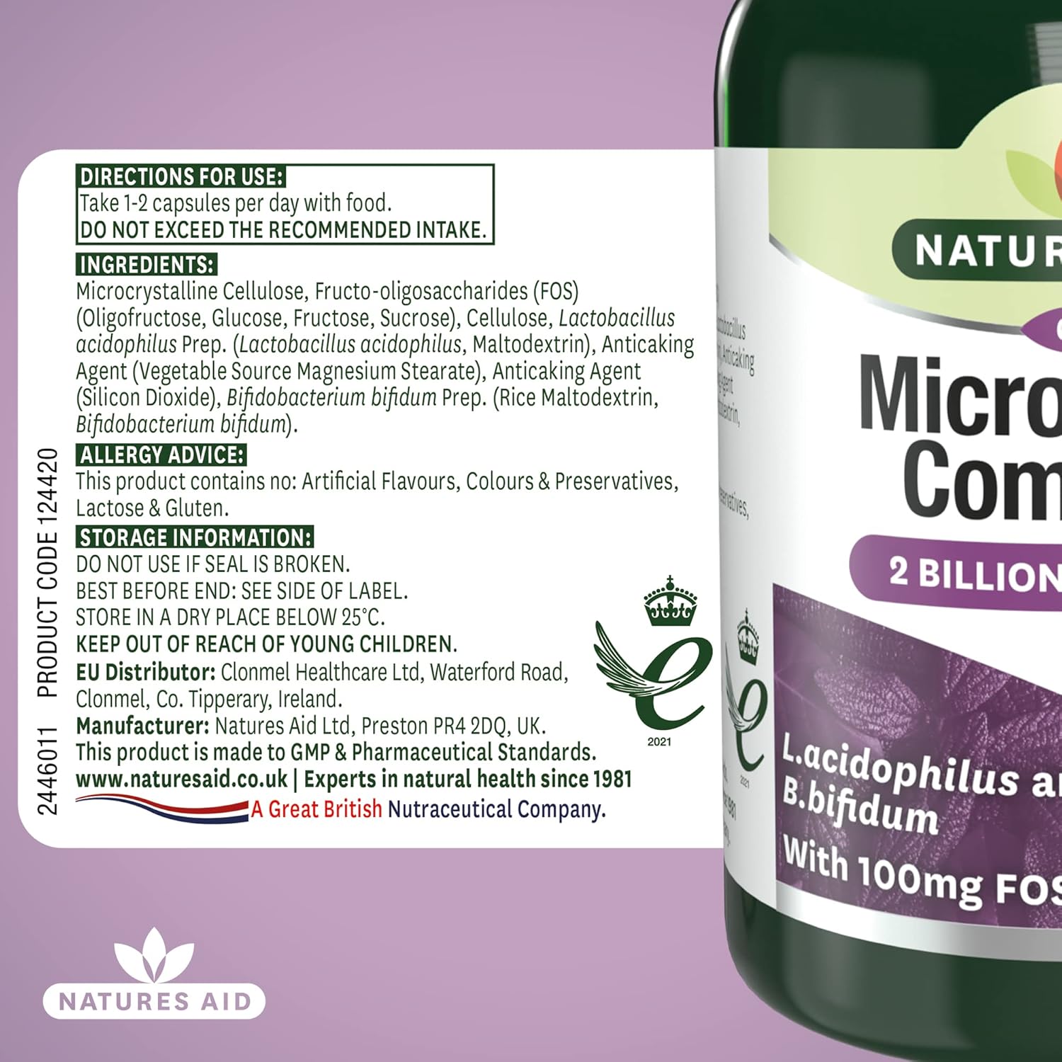 Natures Aid Microbiotic Complex – Digestive Friendly Bacteria Supplement Gut Health Support – High Strength Lactobacillus Acidophilus – Vegan, Vegetarian, Non-GMO, Gluten Free - 60 Capsules : Amazon.co.uk: Health & Personal Care