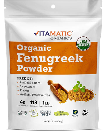 Vitamatic Certified USDA Organic Fenugreek 1 Pound (16 Ounce) (Powders)