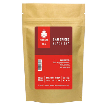 Elevate Tea Chai Black Tea - Loose Leaf Chai Tea, High Caffeine, 3 Oz Pouch - 30 Cups, Hot & Iced Tea, No Artificials, 2 Pack