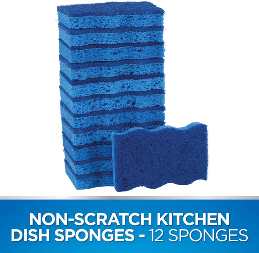 Dawn Non-Scratch Kitchen Dish Sponges, Blue, Pack Of 12