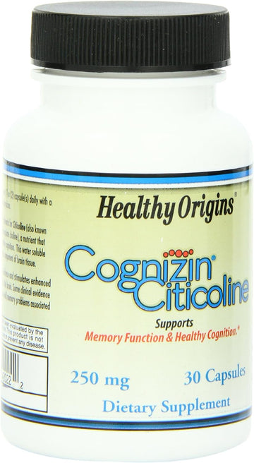 Healthy Origins Cognizin (Citicoline), 250 mg - Brain Supplement for Memory with Citicoline CDP Choline - Non-GMO, Vegan & Gluten-Free Supplement - 30 Veggie Capsules