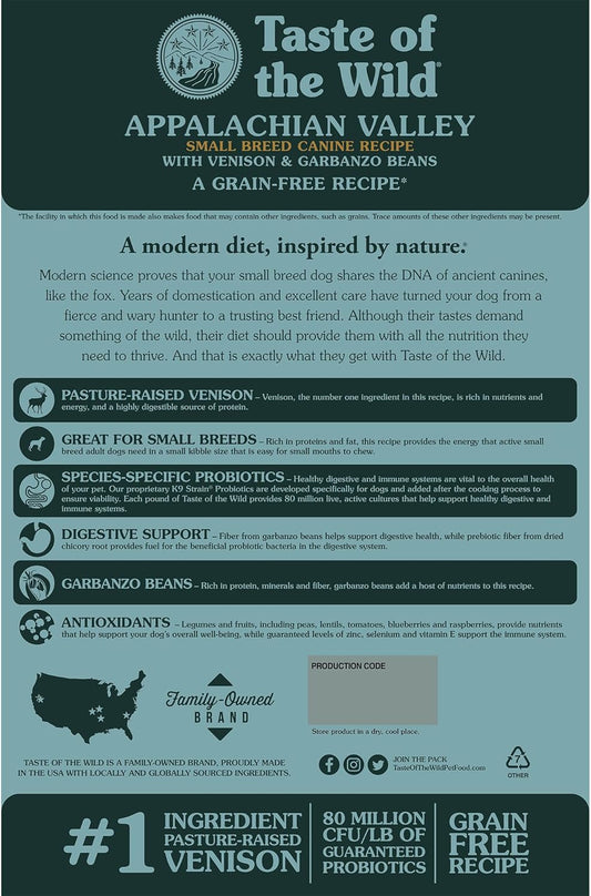 Taste Of The Wild Grain Free High Protein Real Meat Recipe Appalachian Valley Premium Dry Dog Food, 28 Lb